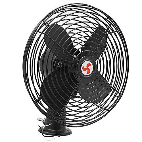 12V RV Cooling Fan with 2-Speed Switch, 8.75-Inch Heavy Duty Black Metal Fan