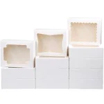 Cookie Boxes Bakery Boxes with Window 8x6.5x2.5 Inches Auto-Popup Treat Pastry Boxes for Gift Giving(24pack,White)