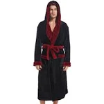 Inner Wish Mens Hooded Robe, Plush Long Bath robes Cozy Warm Bathrobe Fuzzy male Spa Robe With Pockets