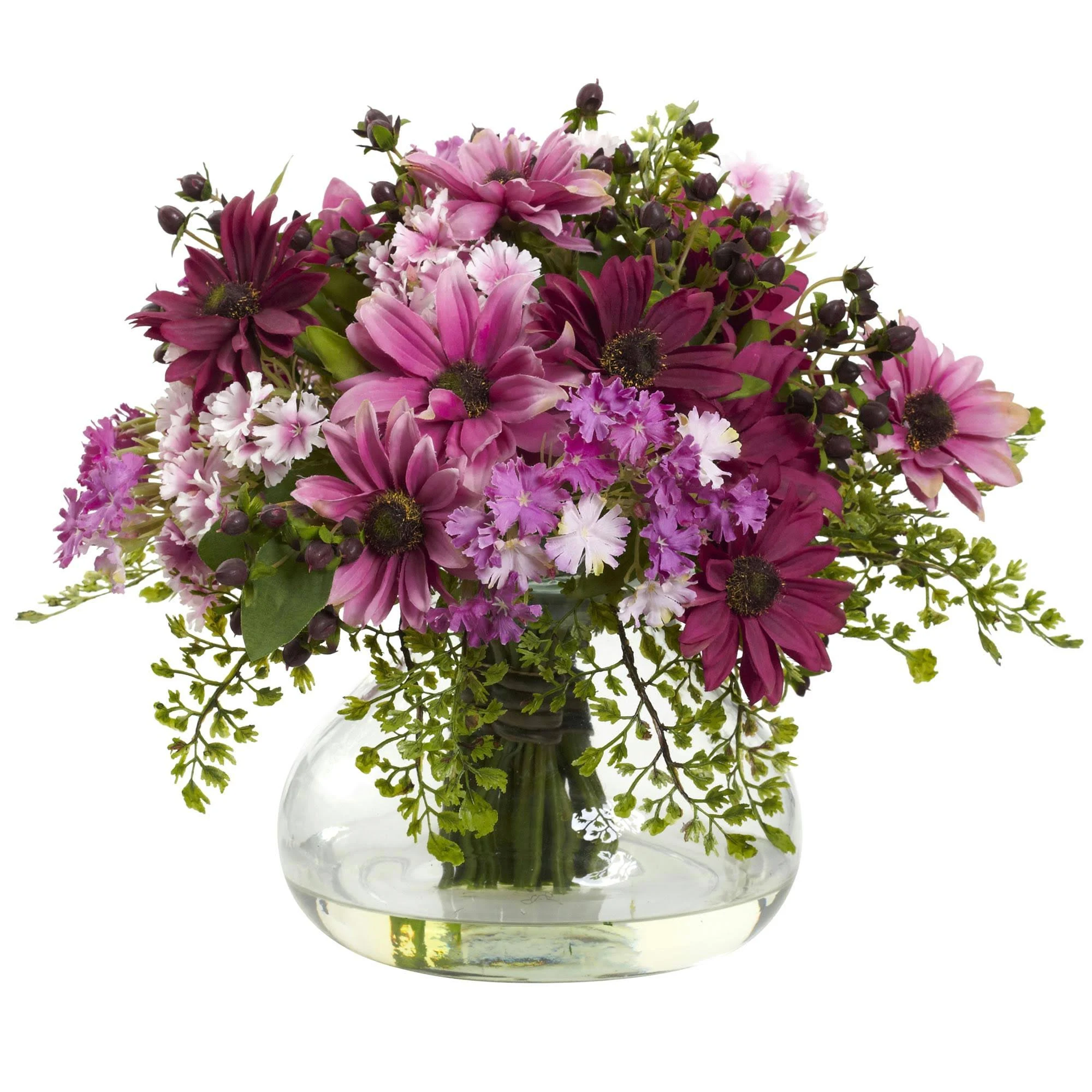 Mixed Daisy Arrangement w/Vase 1354 Nearly Natural