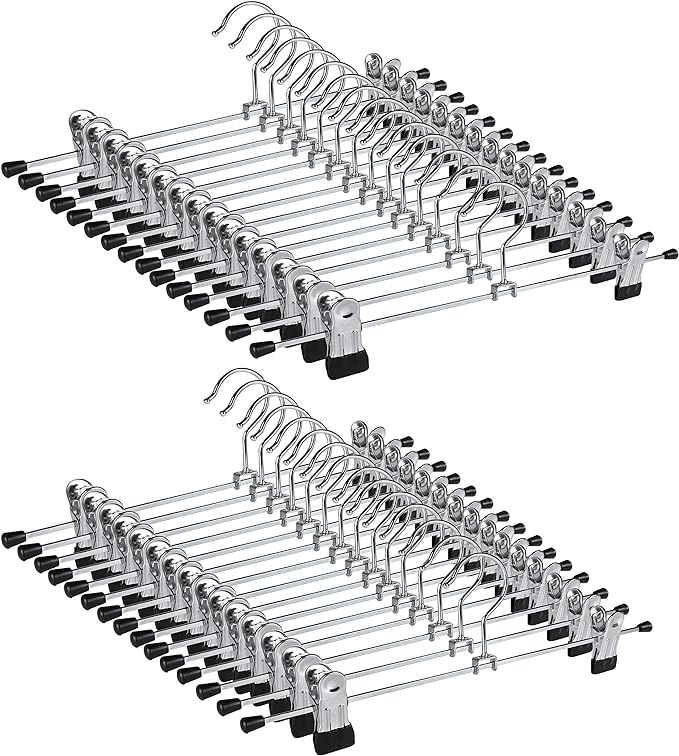 Skirt Hangers 30Pack Pants Hangers with Clips Hangers for Pants Trouser Hangers Clothes Hangers for Pants