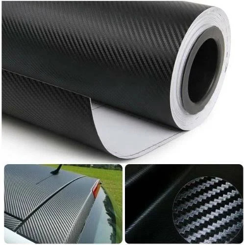 3D Carbon Fiber Film Twill Weave Vinyl Sheet Roll Wrap (120" X 60", Black)