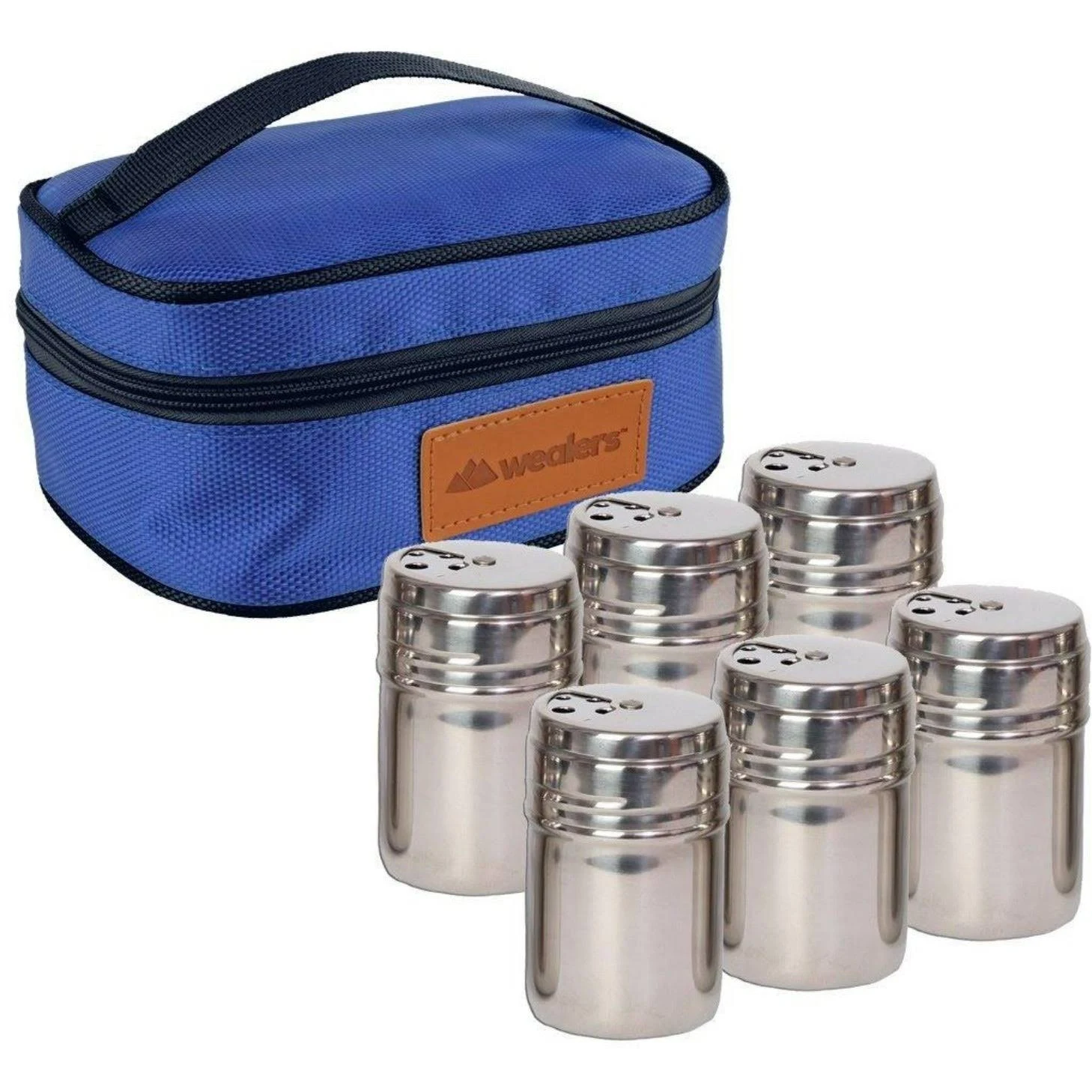 Wealers Portable Stainless Steel Spice Shaker Seasoning Dispenser 6 Pc Set with Lids