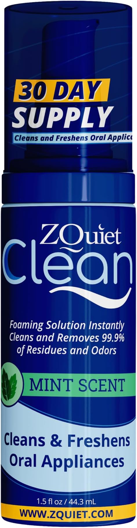 ZQuiet, Clean, Cleaning Solution for All Oral Appliances, Chlorine-Free, Fresh Mint Scent, Travel-Size, TSA-Compliant