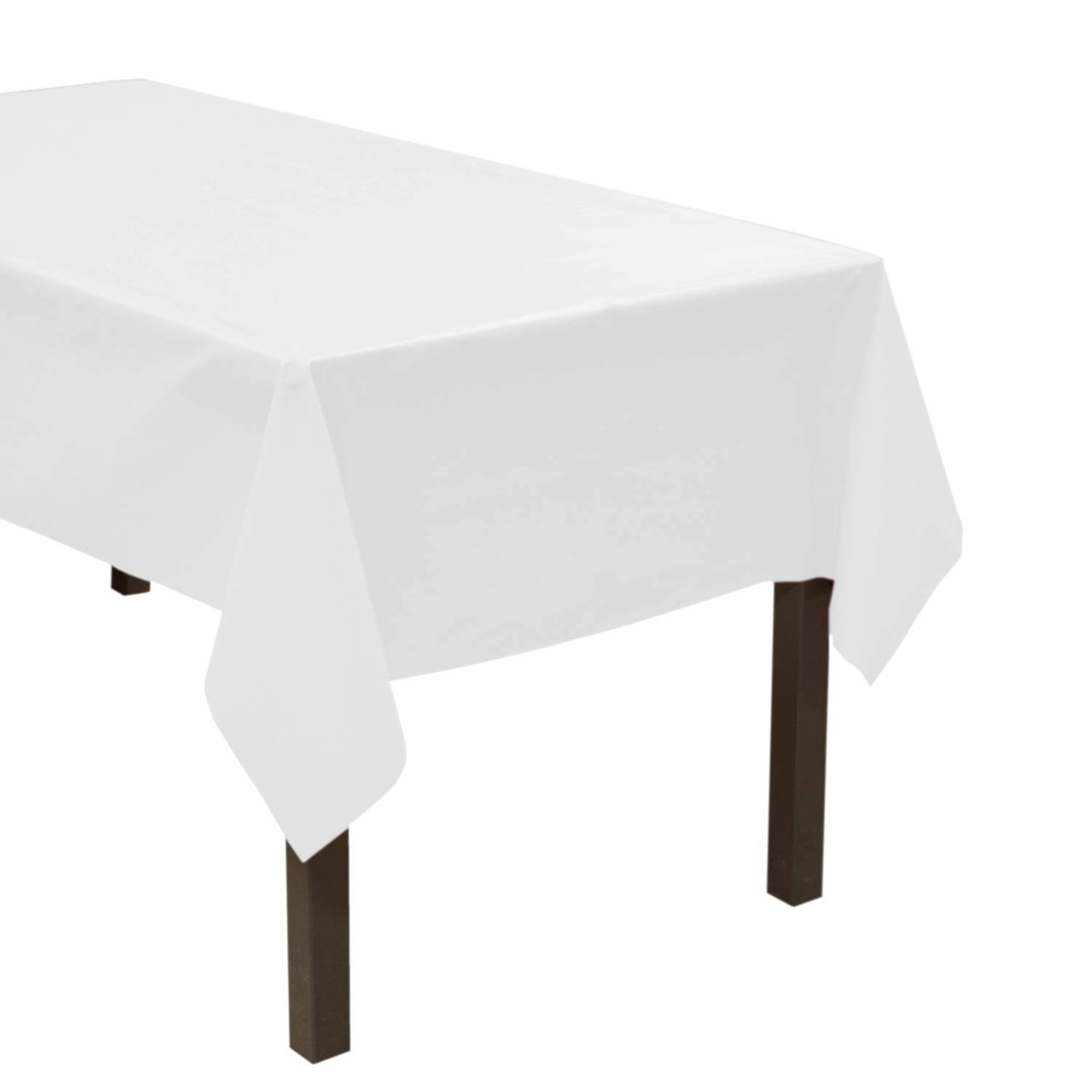 Party Essentials Heavy Duty Plastic Table Cover Available in 44 Colors, 54" x 108", White