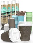 40 Packs 12 Oz Hot Beverage Heatfree Coffee Cups With Lids And Straws Insulate