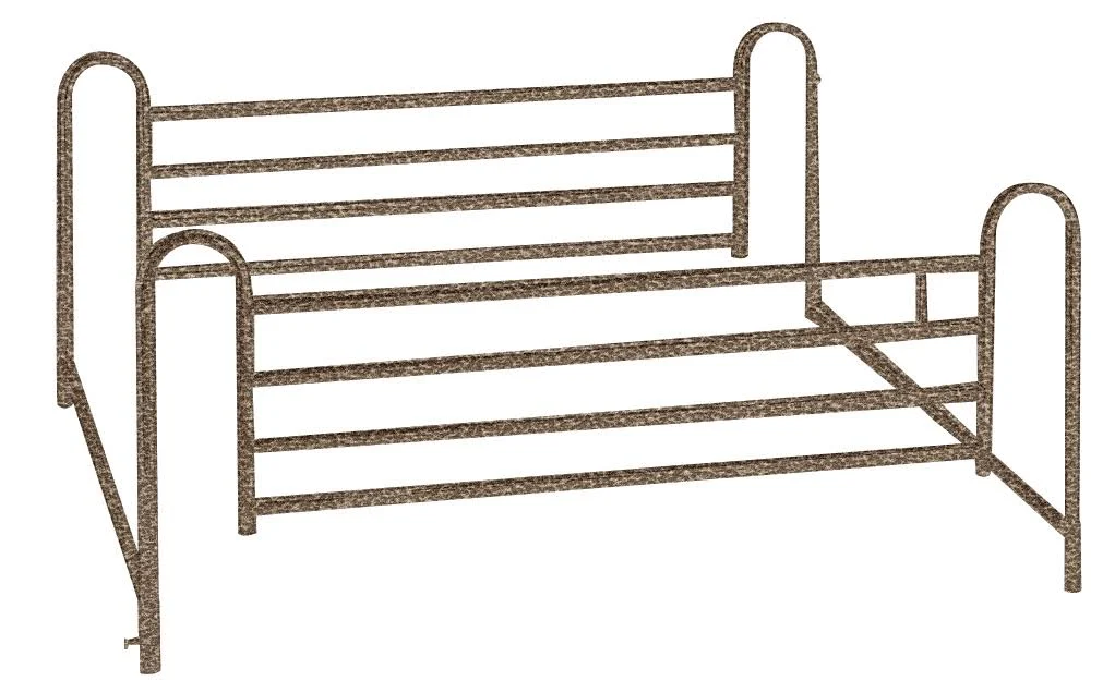 Standard Full-Length Bed Rails Brown-Vein Finish for Stylish Bedroom Support