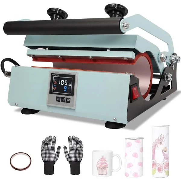 Tumbler Heat Press Machine, Sublimation Press for 20oz-30oz Tumbler, 11-16oz Heat Mug Press with Sublimation Paper Heat Tape &amp; Gloves for