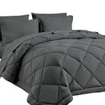  Size Comforter Set with Sheets - 7 Piece Size Bed in a Bag All King Dark Grey