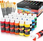 Caliart Acrylic Paint Set of 24 Colors WITH BRUSH SET Premium 59ml / 2 US fl oz