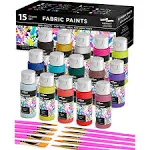 Permanent Fabric Paint for Clothes, 15 Colors - Fabric Paint for Canvas Textile Paint Cloth Paint Fabric Paint Set Fabric Paints Child Safe Paint