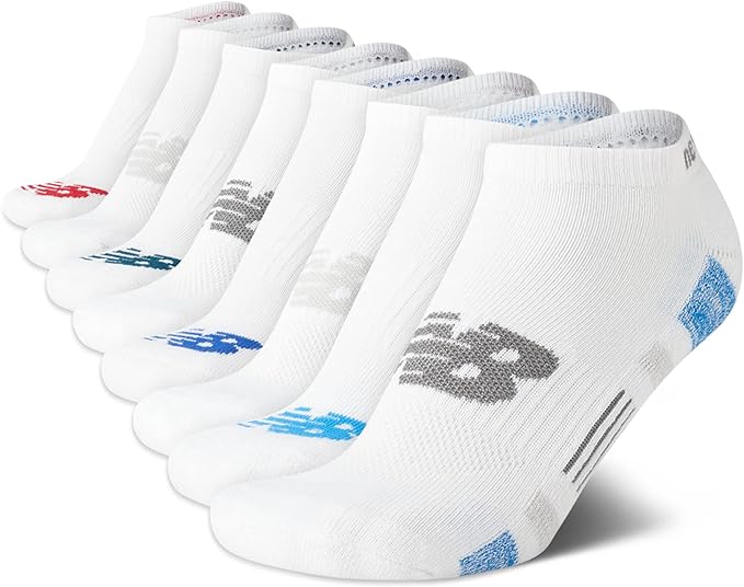 New Balance Boys Low Cut Socks - 8 Pack Performance Cushion Comfort No Show Socks - Breathable Athletic Socks for Boys (4-12)