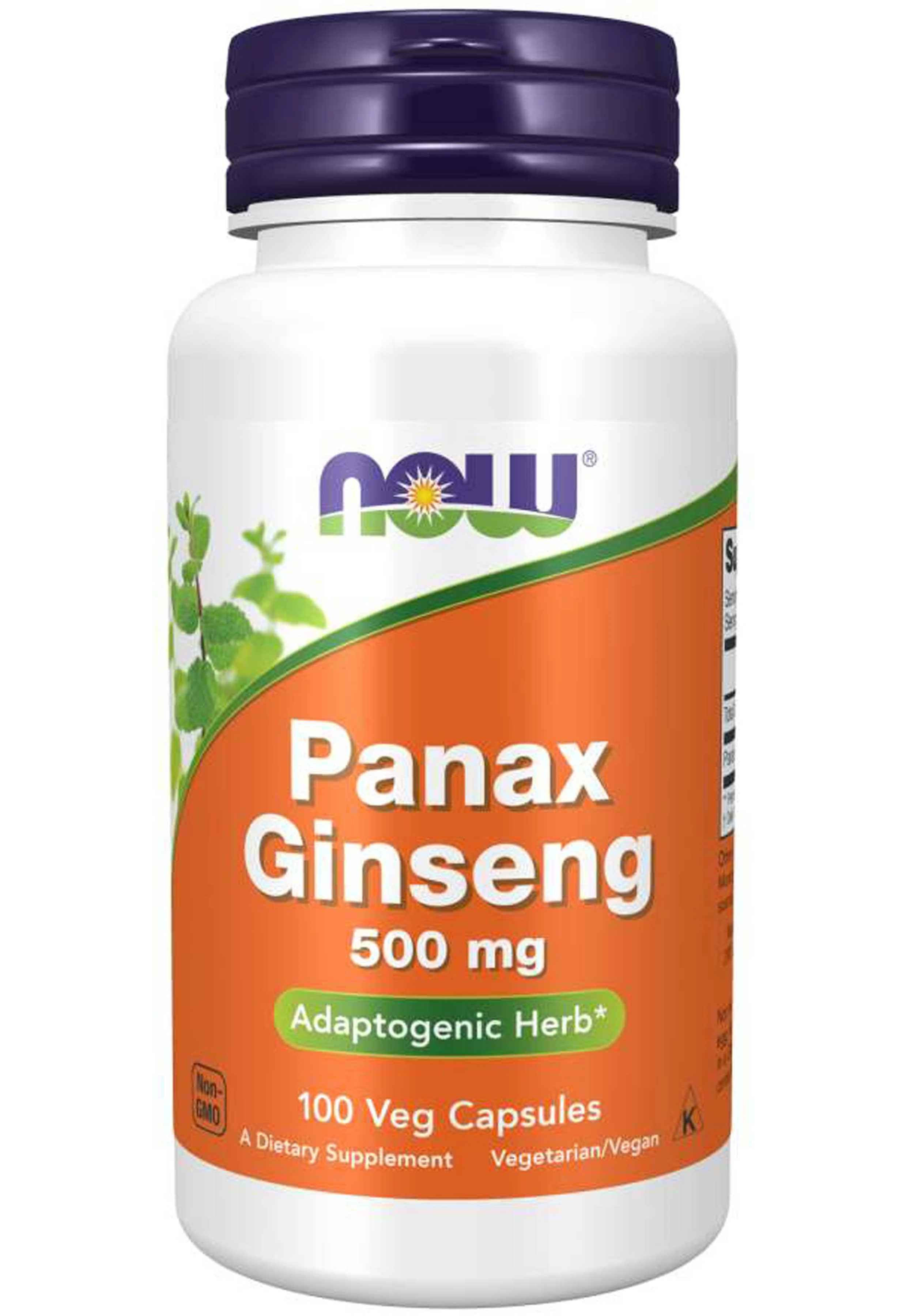 Maintenant Nourriture Panax Ginseng 500mg 100 Veggie Capsules Herbes Adaptogène