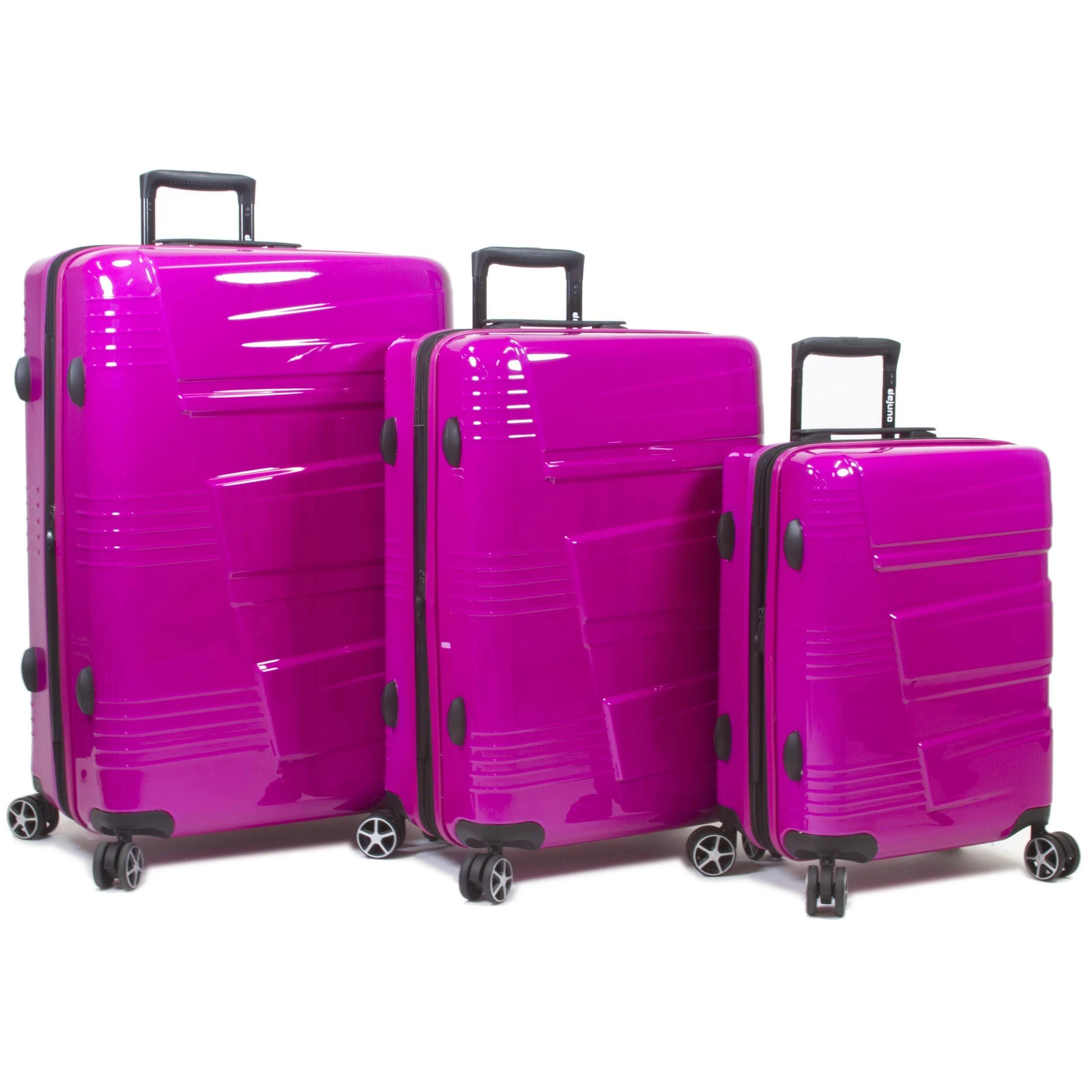 Dejuno Lumos Hardside Expandable Spinner Luggage, Cranberry, 3-Piece Set