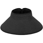 Hde Women's Packable Roll Up Wide Brim Sun Visor Crushable Straw Beach Hat Bonnet Black, Size: One Size