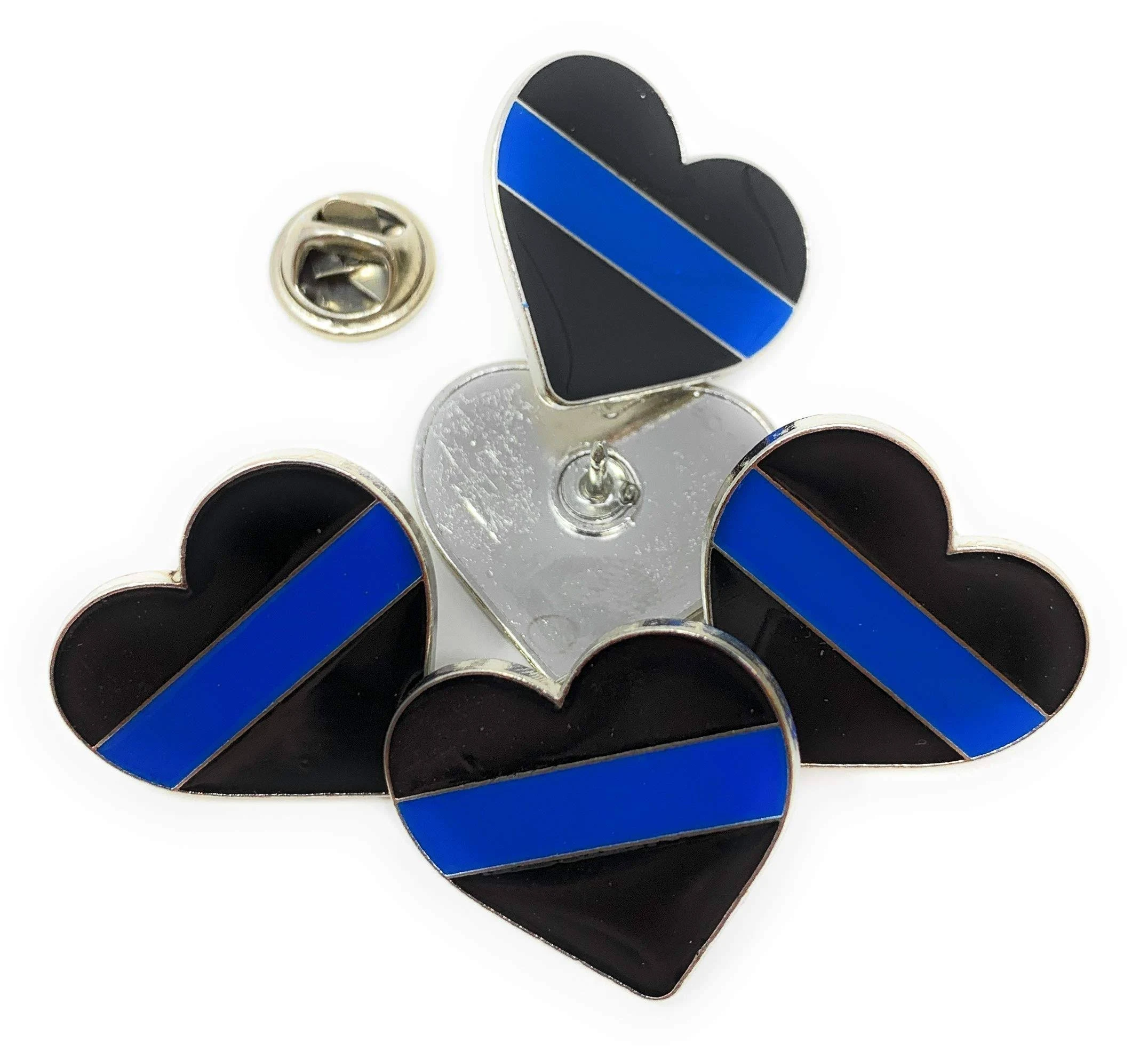 Funiverse Bulk 20 Pack Thin Blue Line Heart Police Appreciation Lapel Tie Pin