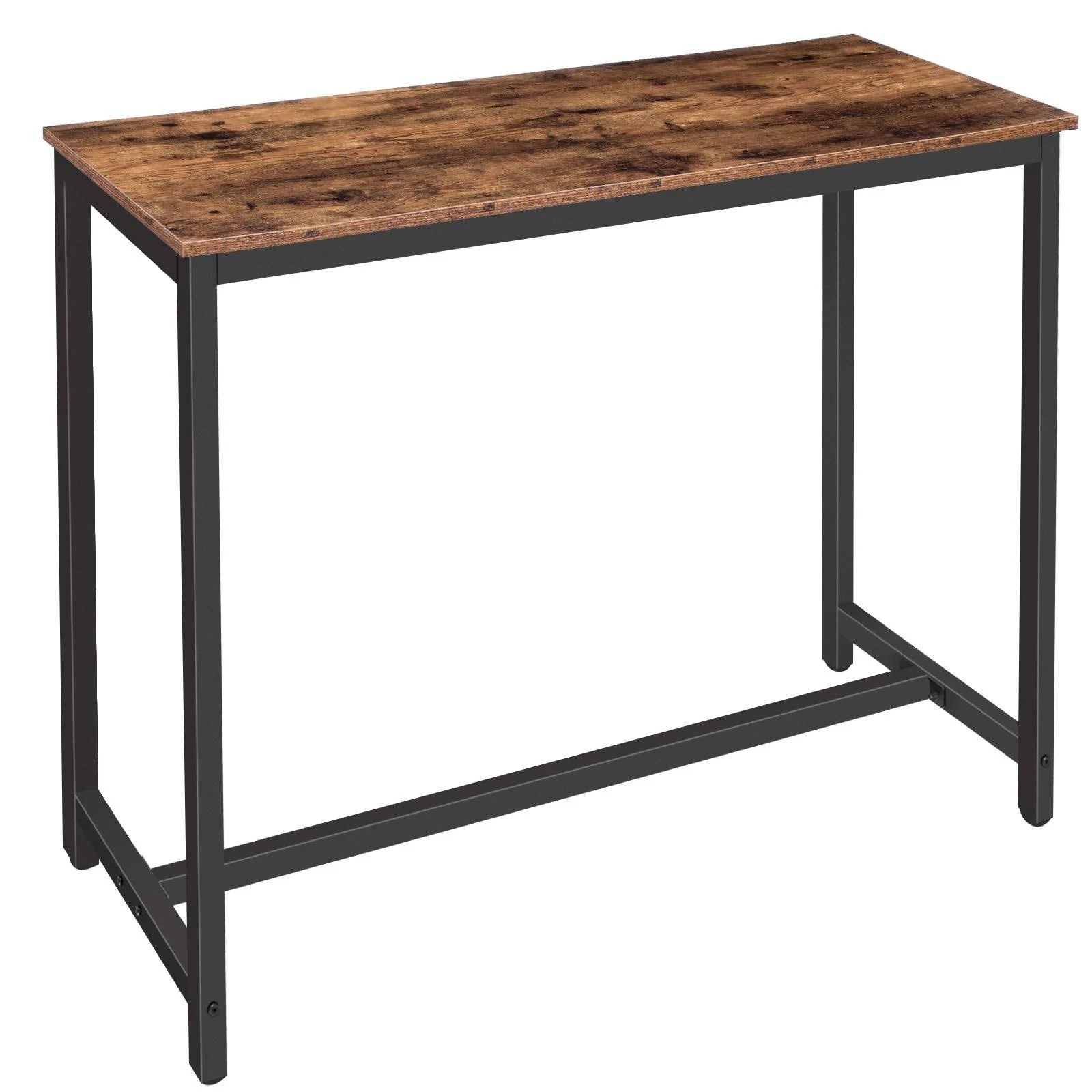 HOOBRO Bar Table with Charging Station, Rectangular Pub Table, High Top Coffee Table, Counter Bar Height Table, Narrow Long Dining Table, 35.4" L x 15.7" W x 35.6" H, Rustic Brown and Black BF90UBT01