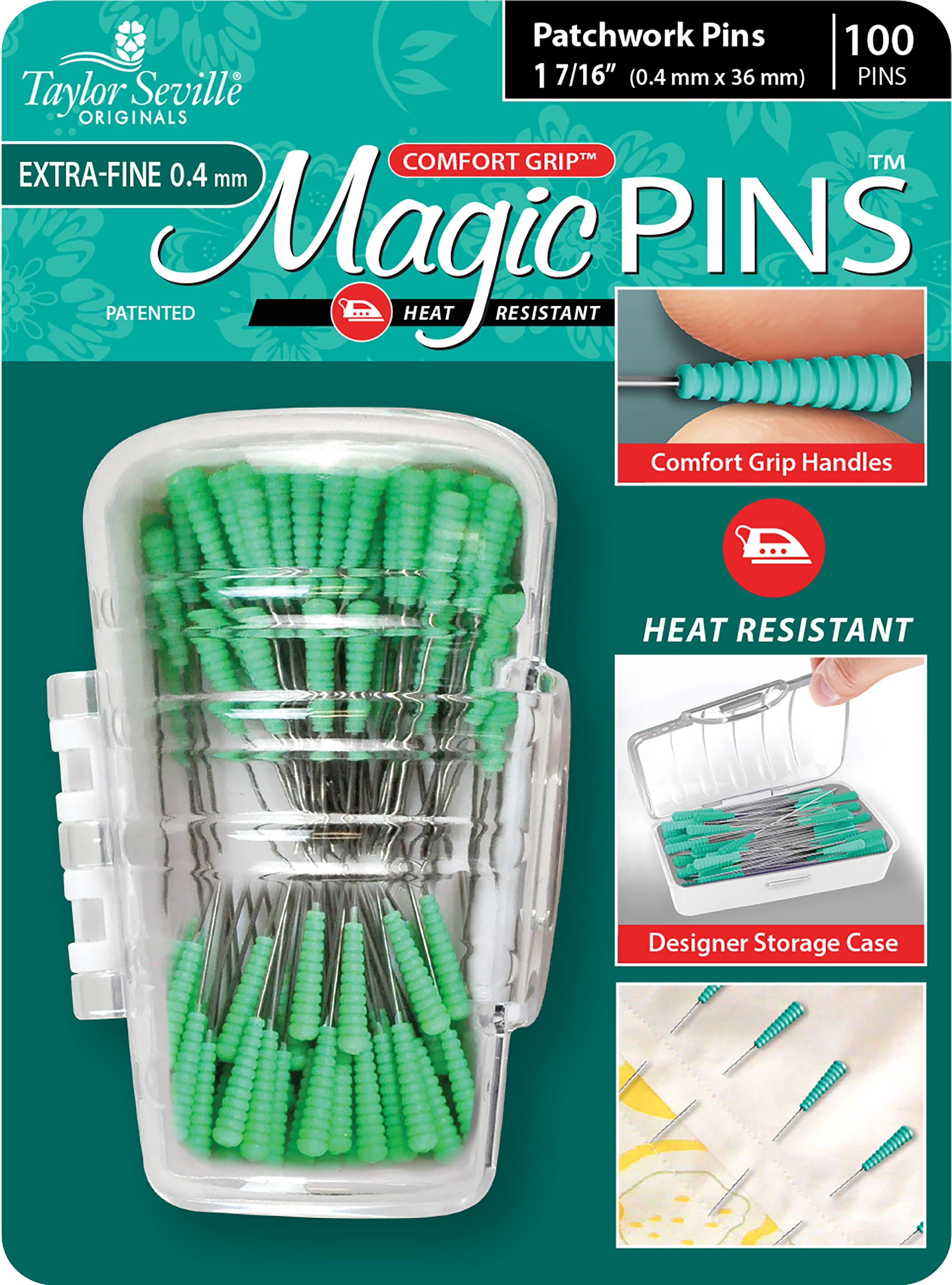 Taylor Seville Magic Pins Patchwork Extra Fine Green 100/PKG