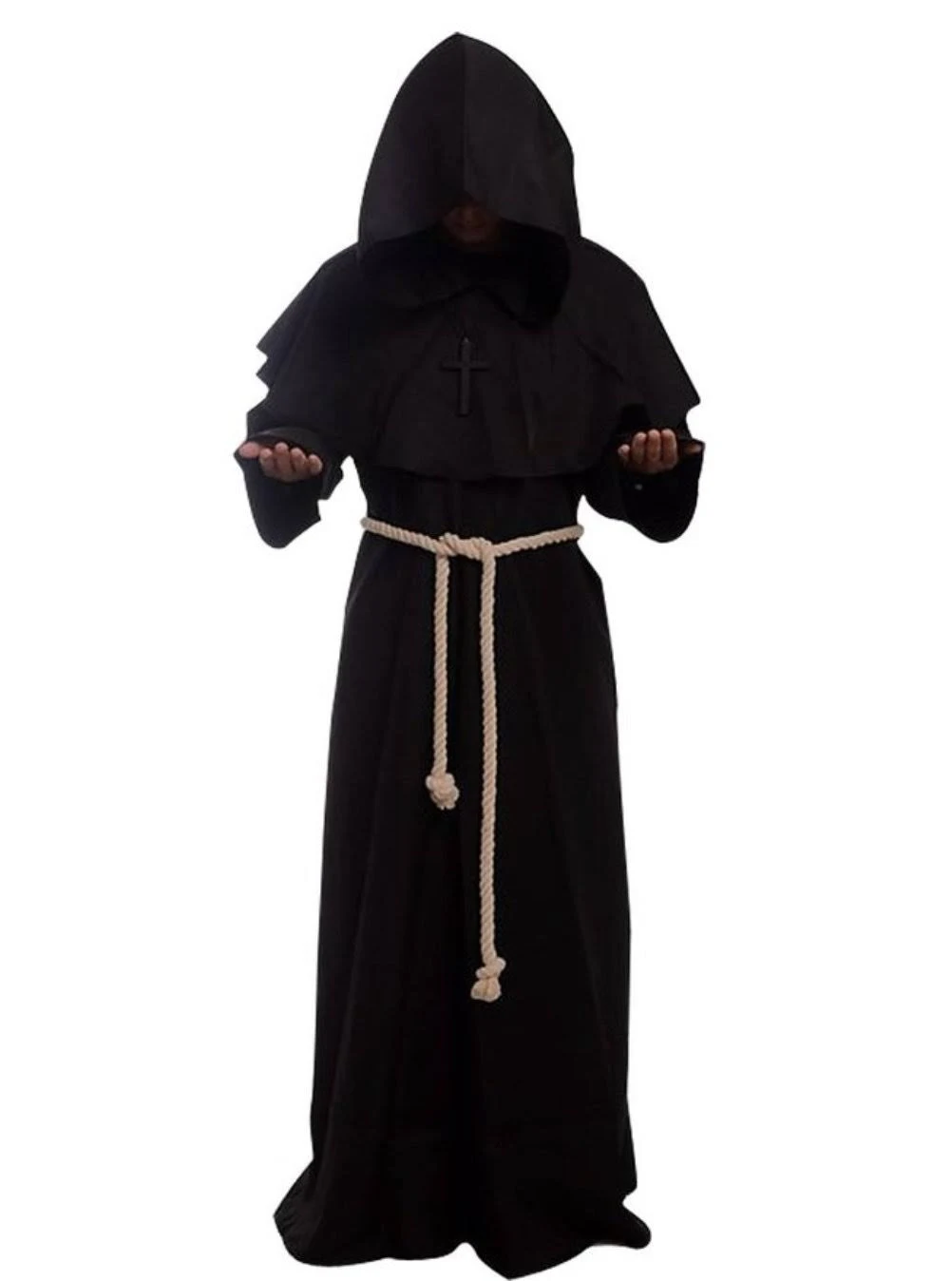 GOLDSTITCH Friar Medieval Hooded Monk Renaissance Priest Robe Costume Cosplay ...