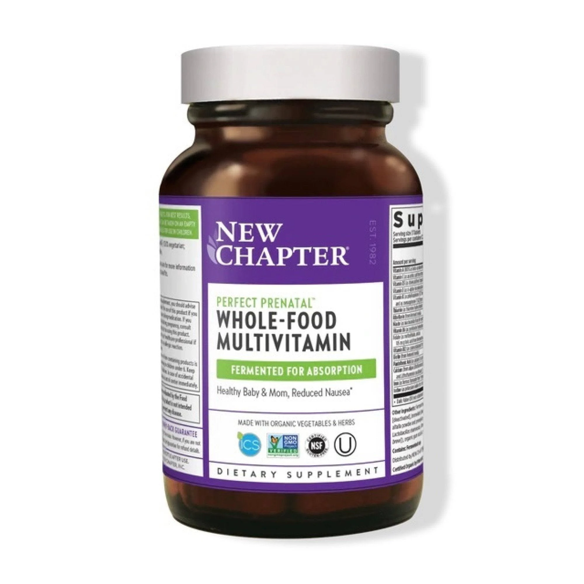 New Chapter Advanced Perfect Prenatal Vitamins - 96ct, Organic, Non-GMO Ingredients for Healthy Baby & Mom - Folate (Methylfolate), Iron, Vitamin D3, Fermented with Whole Foods and Probiotics