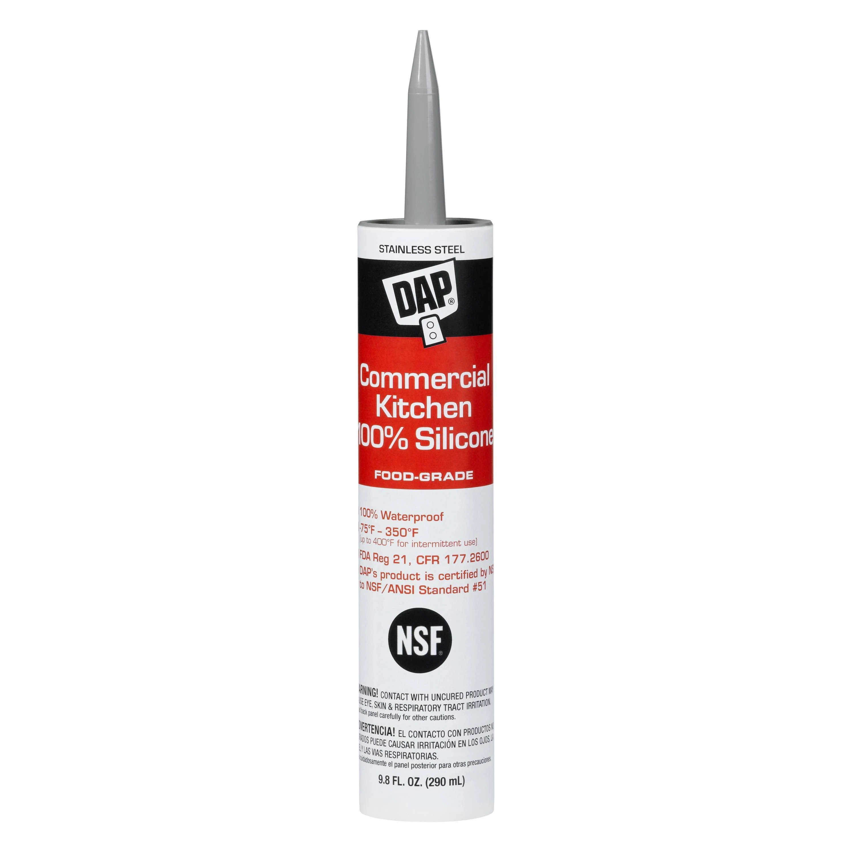 Dap Commercial Kitchen Silicone Sealant, 9.8 oz. Cartridge, Stainless Steel,