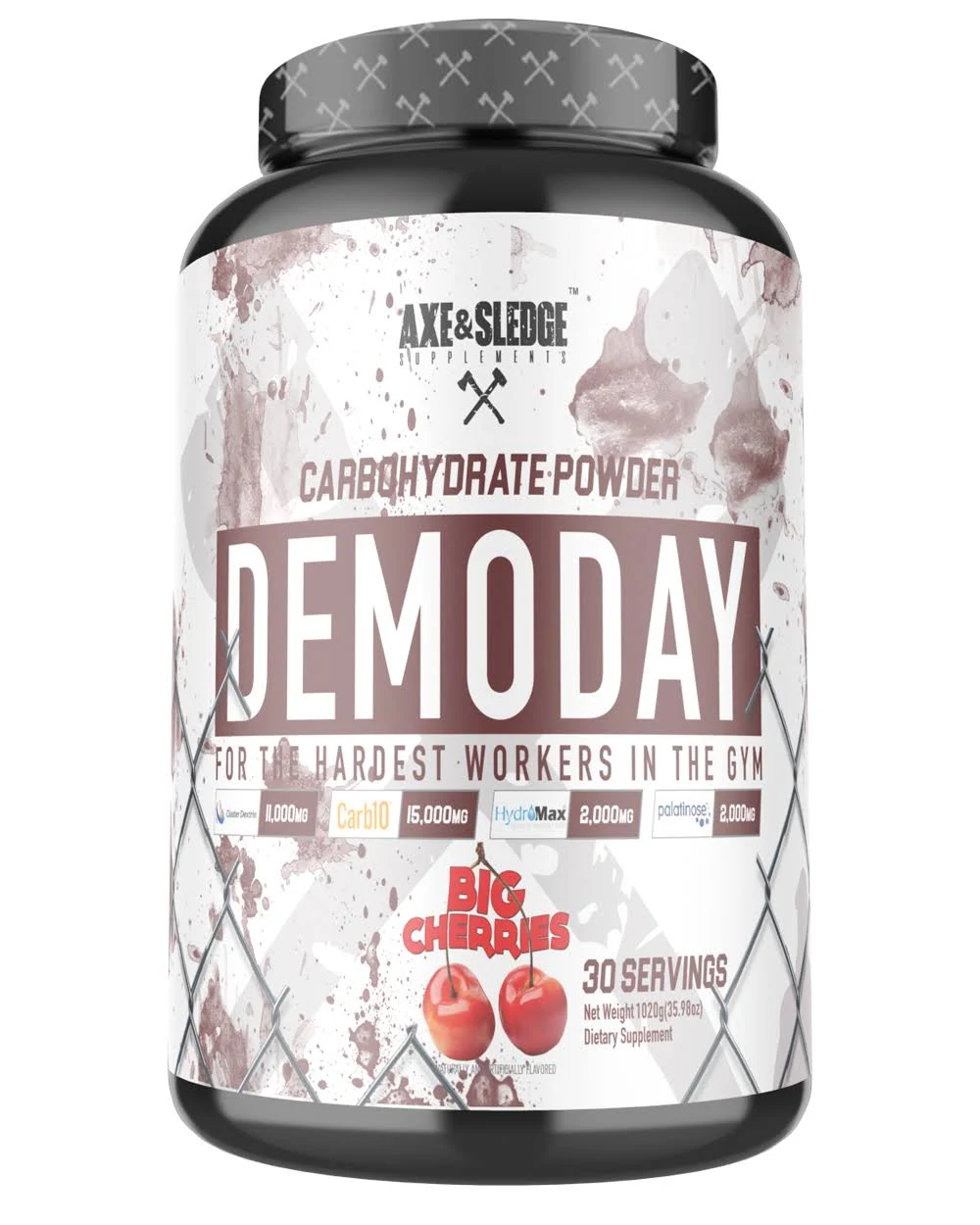 Axe & Sledge Supplements Demo Day Intra-Workout Carbohydrate Powder with Cluster Dextrin, Carb10, Hydromax, & Palatinose, Enhances Performance and Pumps, 30 Servings (Big Cherries)