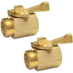 Hourleey Brass Garden Hose Shut Off Valve, 2 Pack Heavy Duty 3/4 Inch Solid Bras