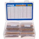 BOJACK 1000 Pcs 25 Values Resistor Kit 1 Ohm-1M Ohm with 5% 1/2W Carbon Film Resistors Assortment