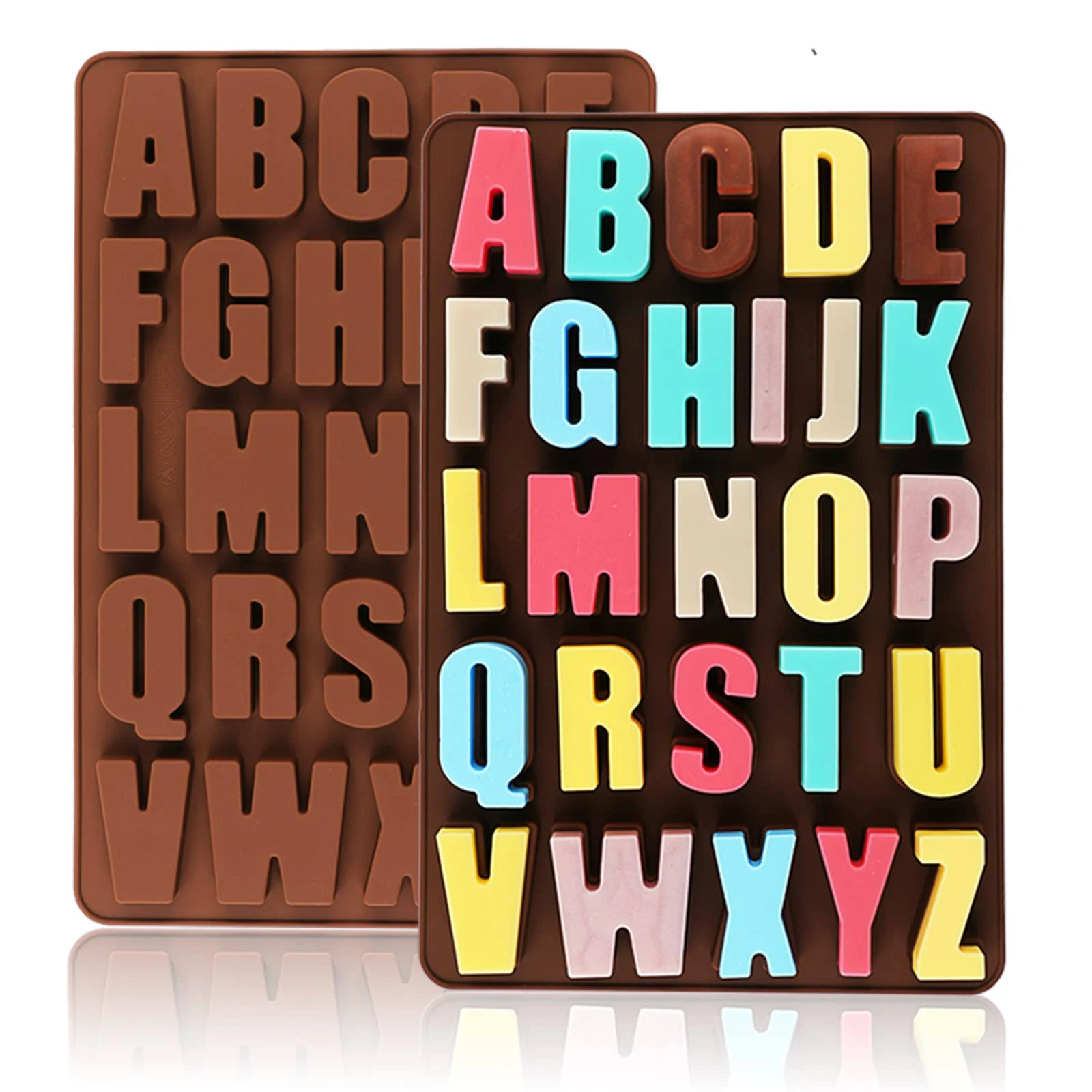 ZEMSY Silicone Alphabet Chocolate Mold, 26 Cavities Large Letters Crayon Resin ...