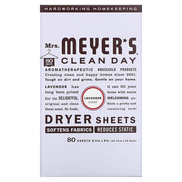 Mrs. Meyer's Clean Day Dryer Sheets, Lavender, 80 ct