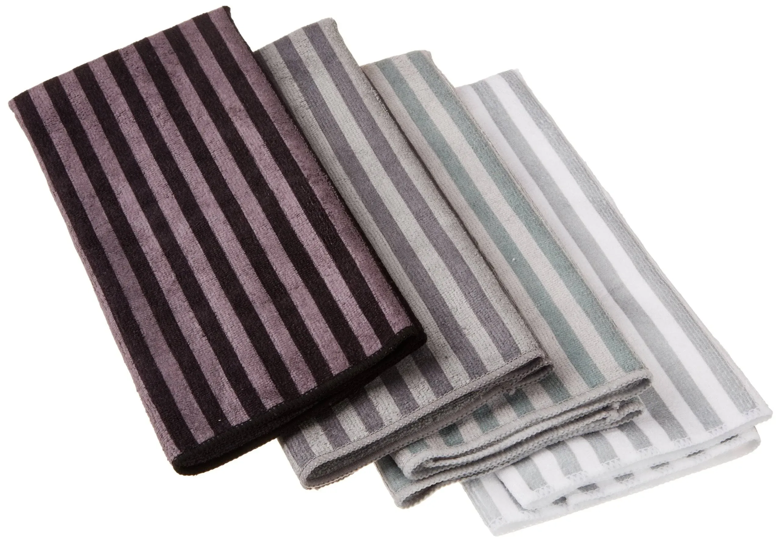 Grey Stripe Microfiber Dishtowel (Set of 4) - Bed Bath & Beyond - 16963836