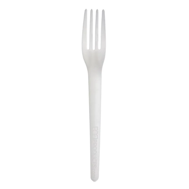 Eco-Products Compostable CPLA 7" Plastic Dinner Forks, Case of 1000, Individually Wrapped Fork, Disposable White Plantware Cutlery, Renewable Material Made from Plants, Sturdy & Strong, BPI-Certified