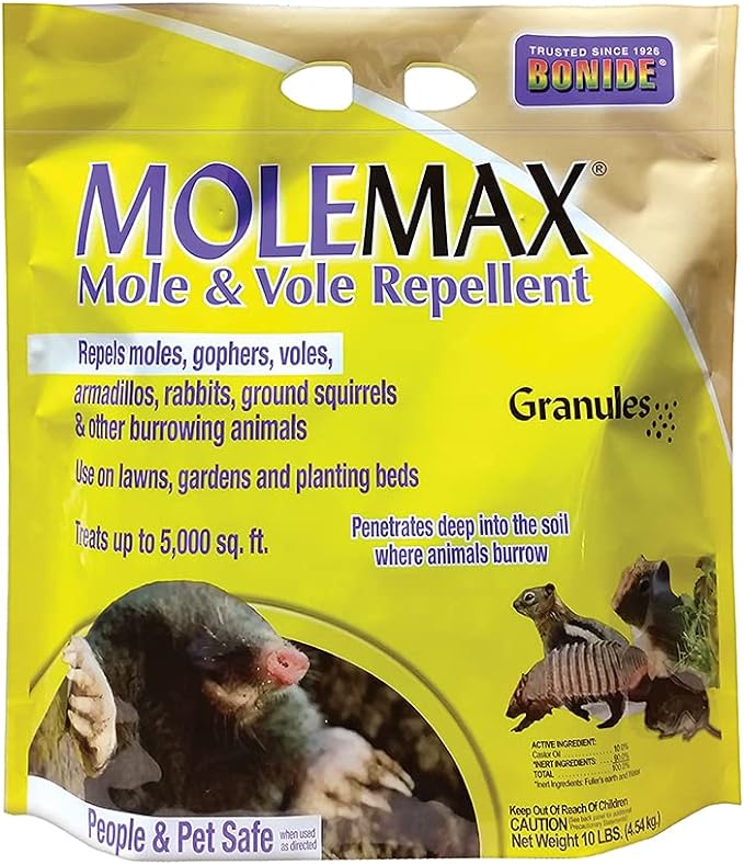 Bonide 692150 MOLEMAX Mole &amp; Vole Repellent Granules, 10 lbs Ready-to-Use ?