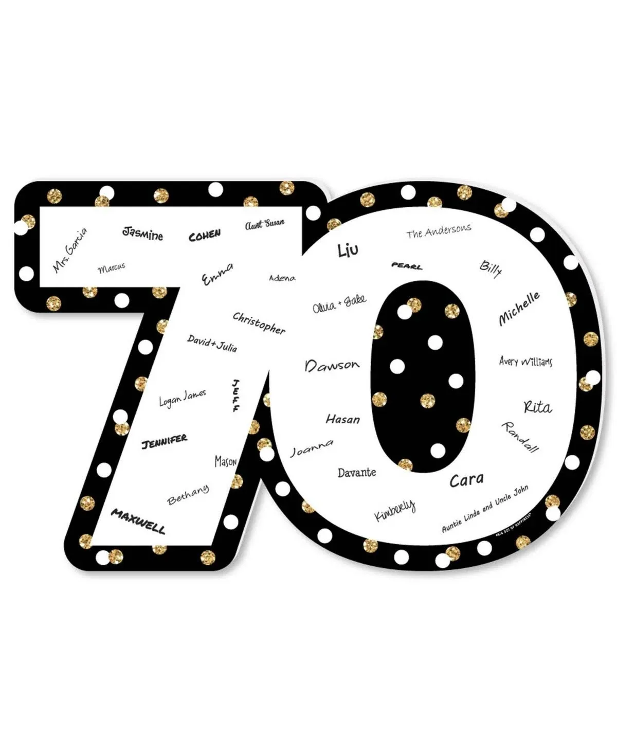 Adult 70th Birthday - Gold - Guest Book Sign Guestbook Alternative Signature Mat