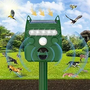 Solar Ultrasonic Animal Repeller, Cat Repellent Outdoor, Dog, Squirrel, Raccoon ...