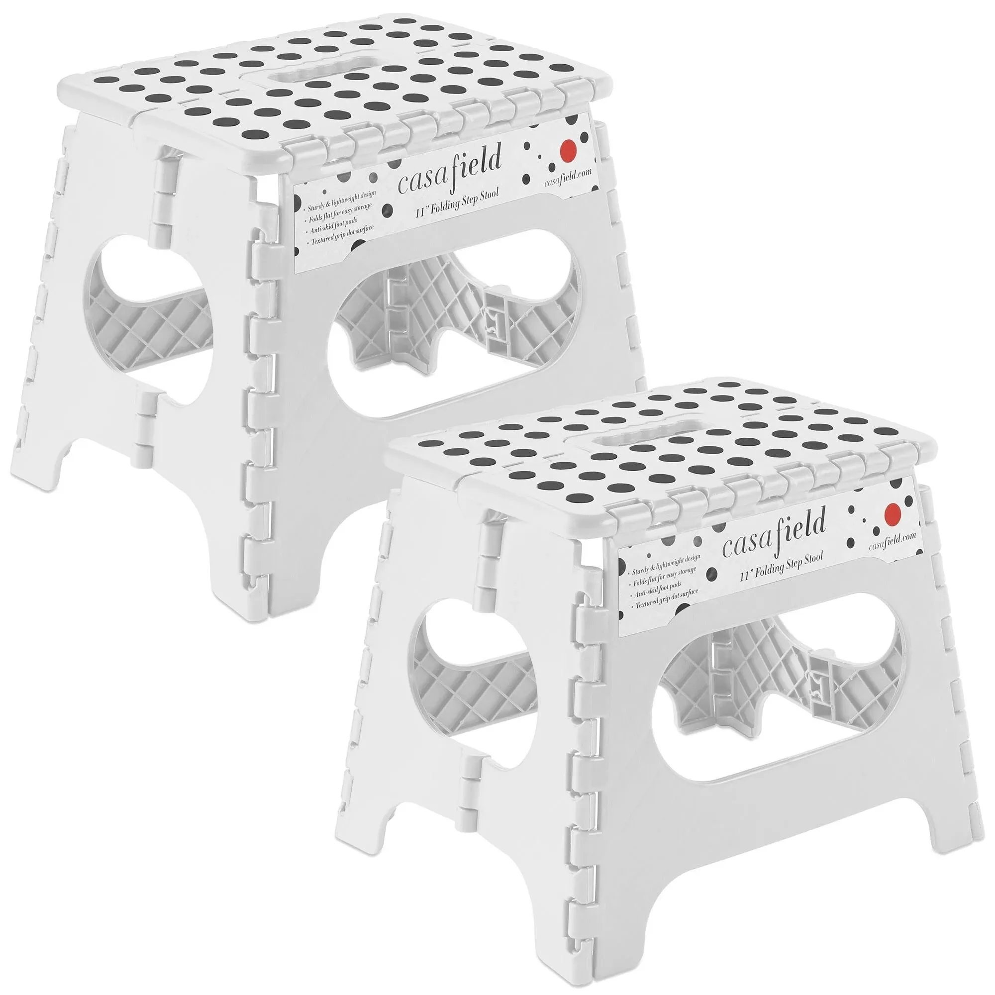 Casafield 11 inch Folding Step Stool with Handle (Set of 2) - Gray, Collapsible Foot Stool for Kids and Adults, Size: 11-inch