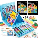 Shuttle Art 335 Piece Kids Art Set, Multi-Media Art Supplies, Gift Art Kit with Trifold Easel, 2 Drawing Pads, 2 Coloring Books, Oil Pastels,