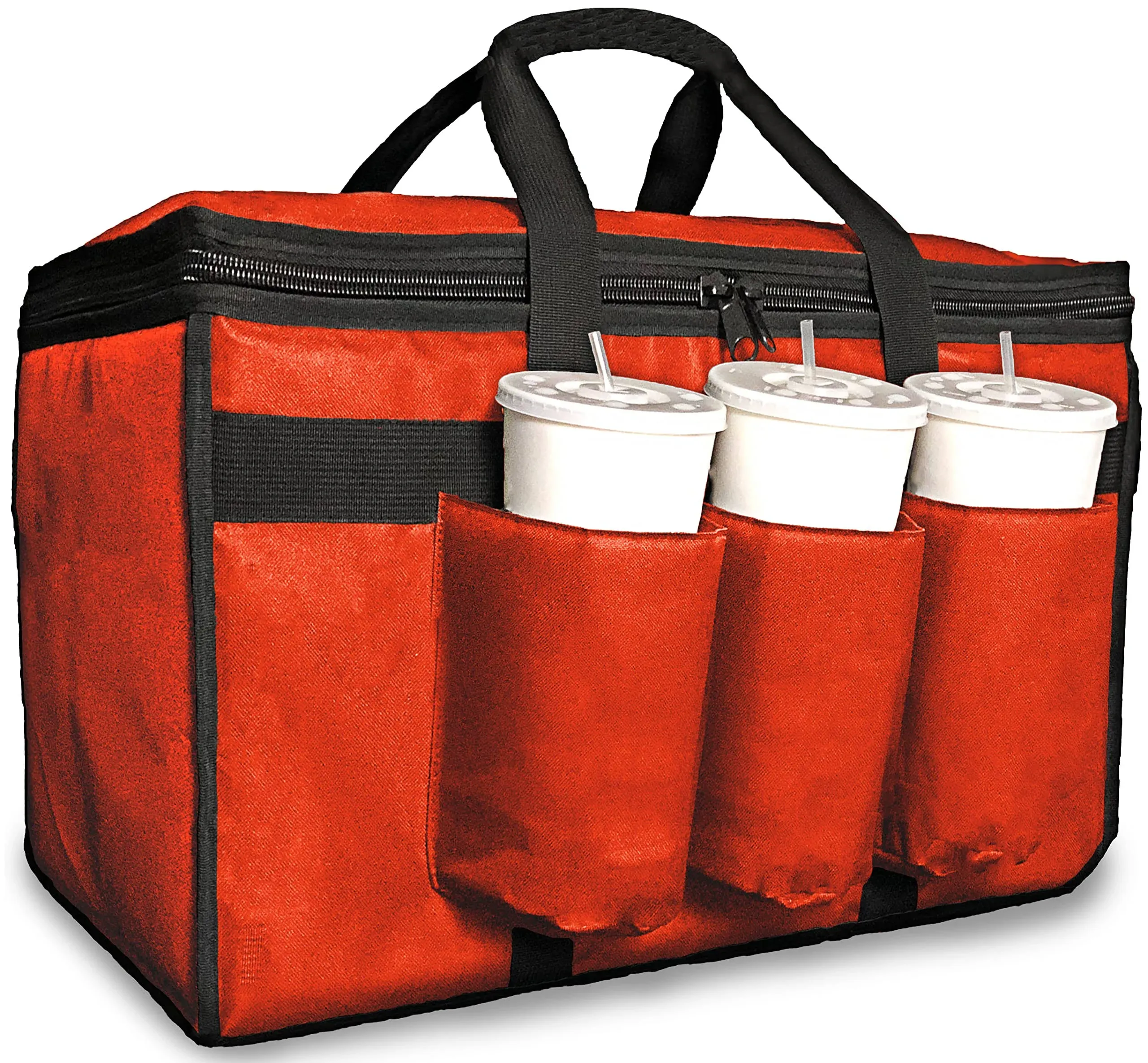 FRESHIE Insulated Food Delivery Bag with Cup Holders/Drink Carriers Premium, For Doordash, Uber Eats, Grubhub, Pizza Bag, Catering, Beverage, Commercial Quality (XL Pro, 3 Pack)