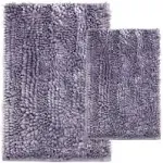 Civkor Bathroom Rugs Set 2 Pieces Light Purple Butter Chenille, Shiny Noodle Bath Mat Rug Set with Non Slip Backing, Super Water Absorbent Machine Washable 31x20 and 24x16 Inch, Lavender