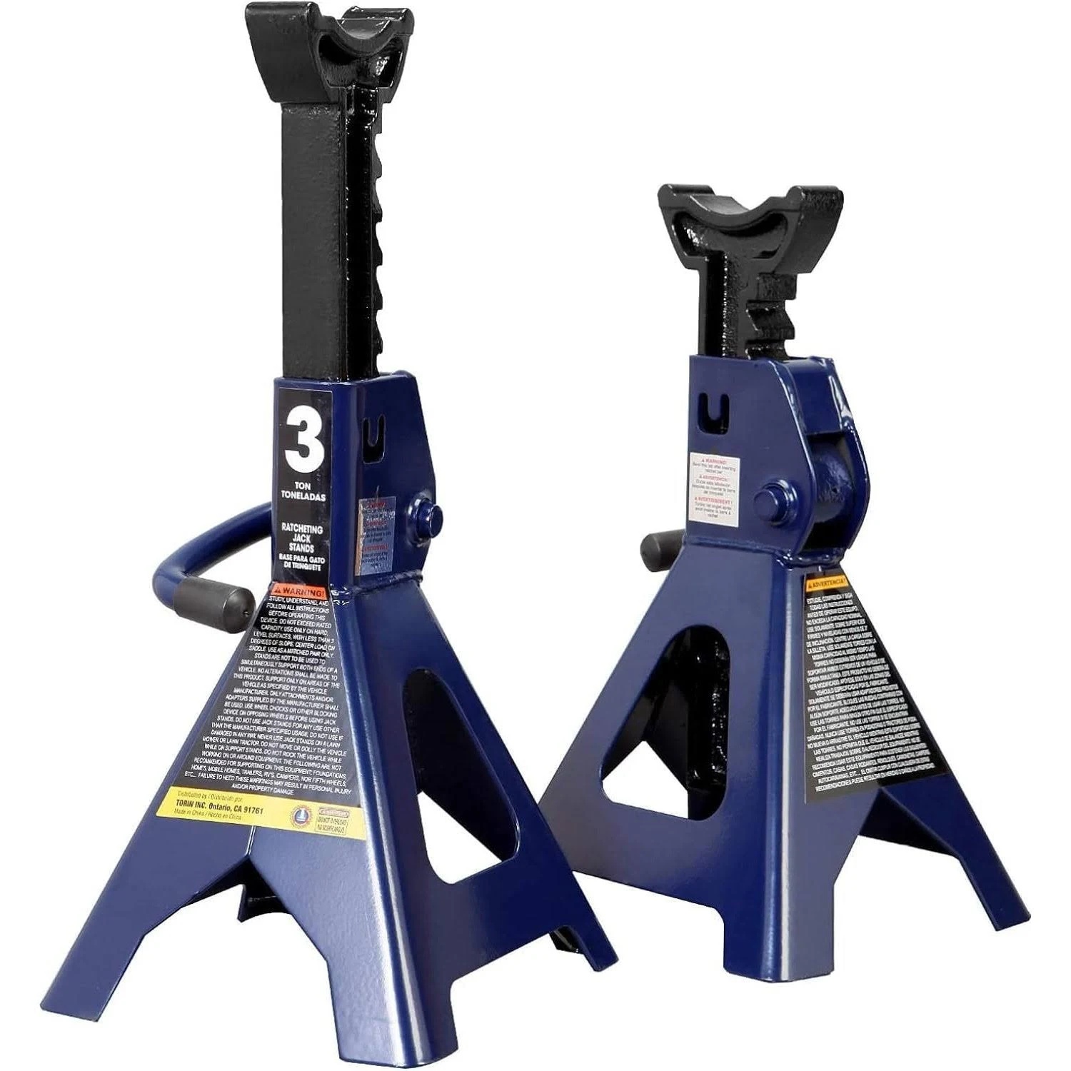 TCE AT43202U Torin Steel Jack Stands: 3 Ton (6,000 lb) Capacity, Blue, 1 Pair