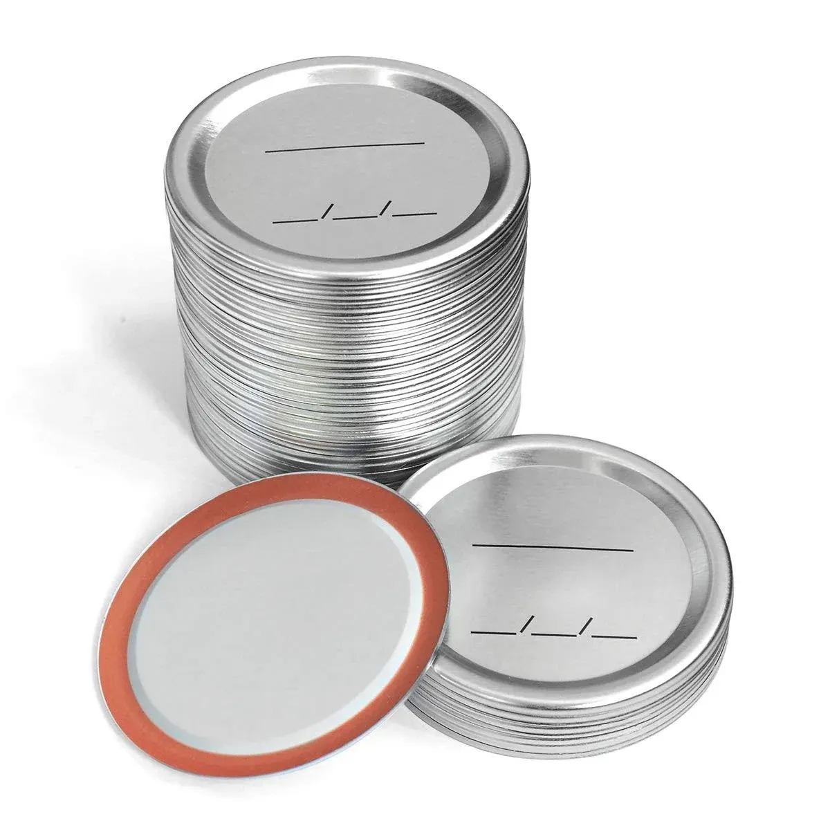 Canning Lids Regular Mouth For Ball/Kerr Jars, Split-Type Metal Mason Jar Lids with Silicone Seals, 24 Count, Silver