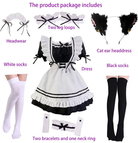 Japanese Anime Cosplay Maid Outfit Dress Cute Halloween Makeup Cosplay Costume for Girls Women