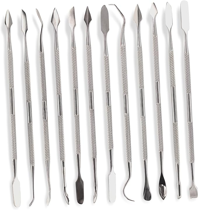 Premium Wax Carving Tools Set – 12 Pcs Stainless Steel Wax & Clay Sculpting Tools – Double Ended Dental and Wax Carvers Tools for Carving Modeling Sculpting and Shaping - by MaxoPro