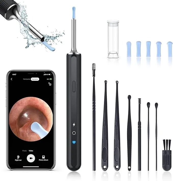 Yaej Ear Wax Removal, Ear Wax Removal Kit with 1080p HD, Ear Cleaner with Camera and Light, Ear Cleaning Kit with 6 Ear Spoon, Otoscope with Light, Ear