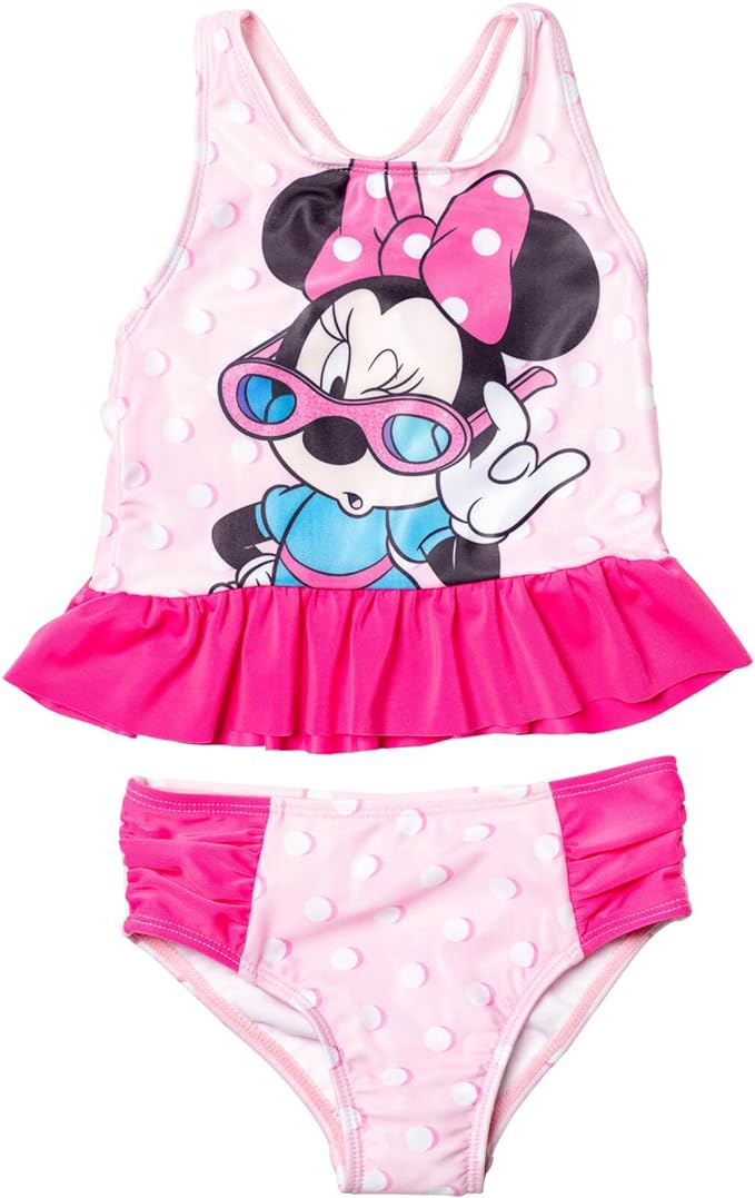 Disney Minnie Mouse Baby Girls Racerback Tankini Top and Bikini Bottom Swim Set Little Kid