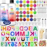 IGaiety Letter Molds Backward Alphabet Mold Starter Kit 206 pcs Silicone Number Molds Epoxy Resin Mold with Accessories for Resin Beginner Jewelry Keychain Craft Making Casting Large Set