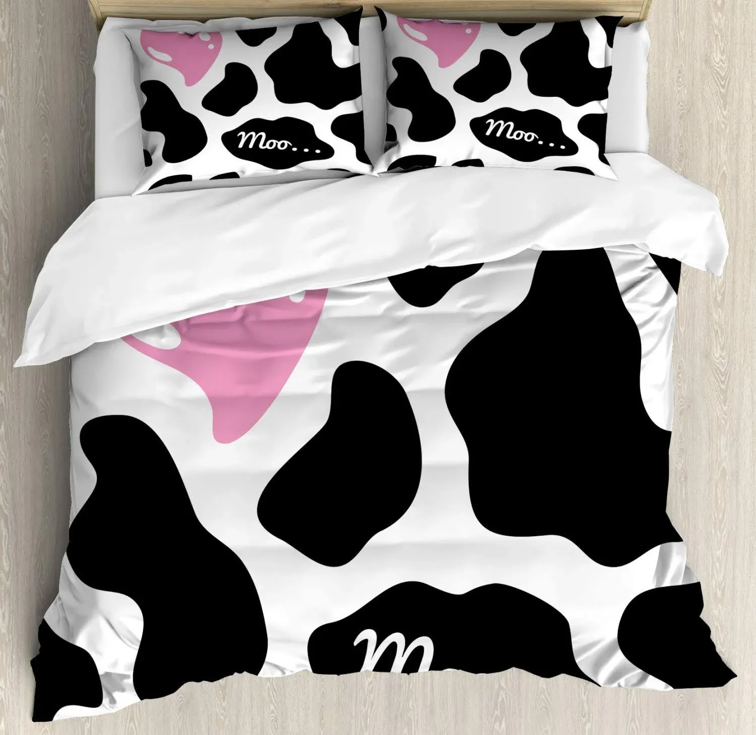 Cow Print Duvet Cover Set with Pillow Shams Camouflage Pattern Print