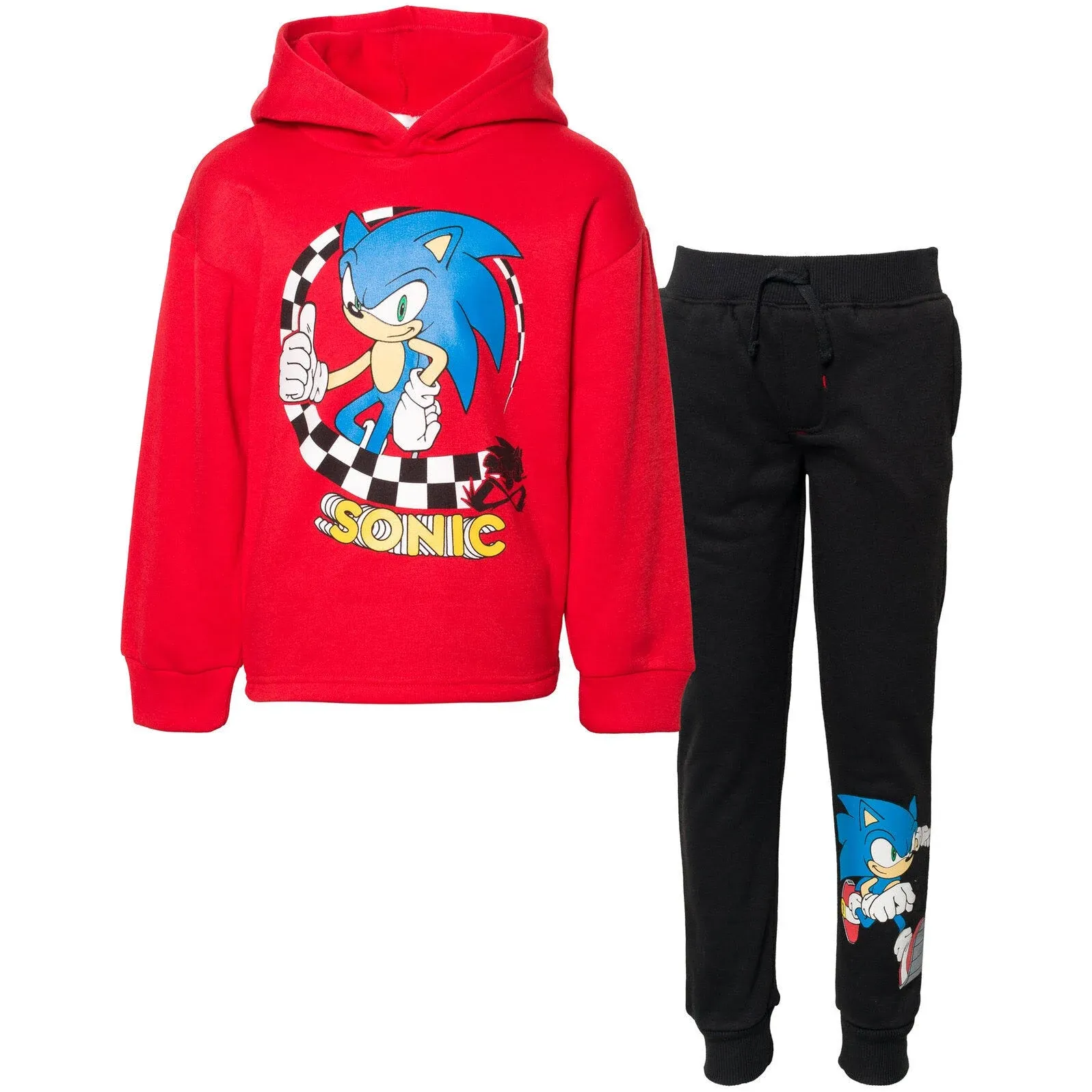 SEGA Sonic the Hedgehog Fleece Pullover Hoodie and Pants Outfit Set Toddler to Big Kid Sizes (2T - 18-20)