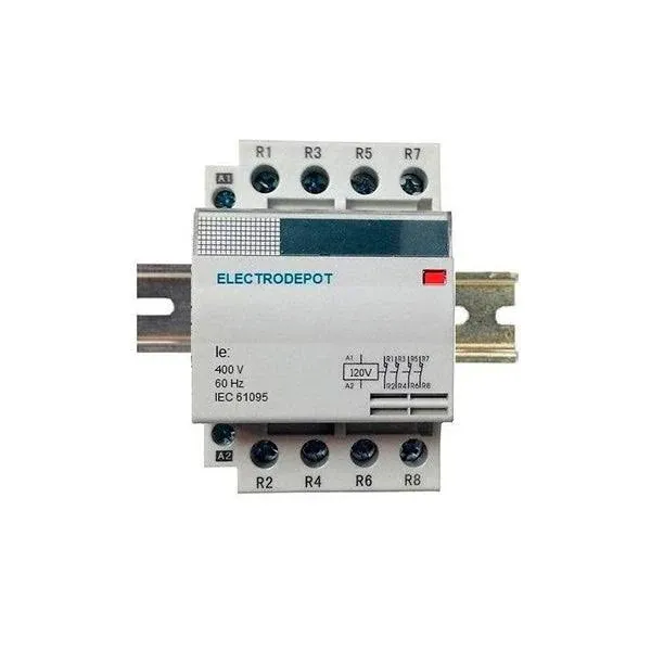 40 Amp 4 Pole Contactor Normally Open (N/O) 120V Coil, 32A Motor, IEC 63A, 40A DIN