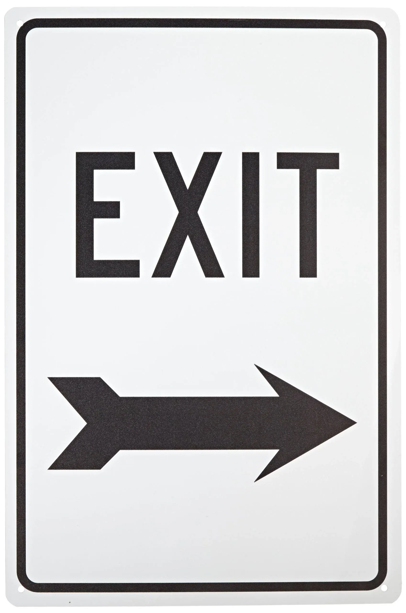 NMC TM80G Traffic Sign, Legend "EXIT" with Right Arrow, 12" Length x 18" Height, Aluminum 0.040, Black on White